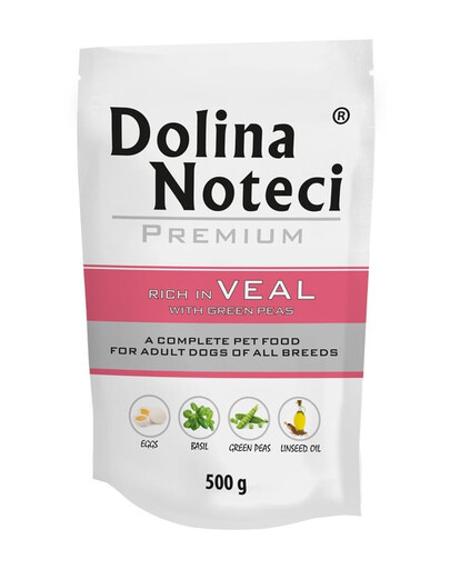 DOLINA NOTECI Premium Ricca di vitello con piselli verdi per cani 500 g