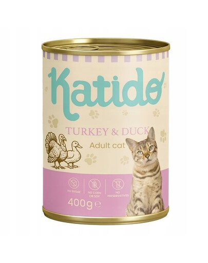 KATIDO Adult Cat Turkey and Duck 400 g tacchino e anatra con olio di salmone per gatti