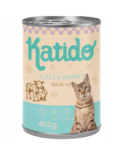 KATIDO Adult Cat Veal and Rabbit 400 g vitello e coniglio con olio di salmone per gatti