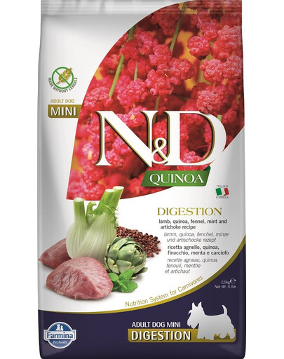 FARMINA N&D Quinoa Dog Adult Mini Digestion Agnello, quinoa, finocchio, menta e carciofo 100 g