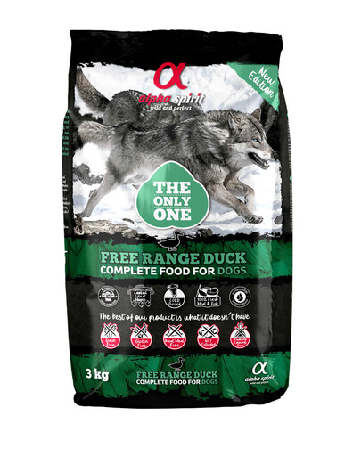 ALPHA SPIRIT Alimento secco completo per cani Anatra free range 3 kg