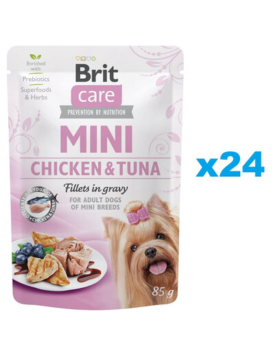 Care Mini Pouch Kurczak i Tuńczyk 24x85g mokra karma dla psów ras małych