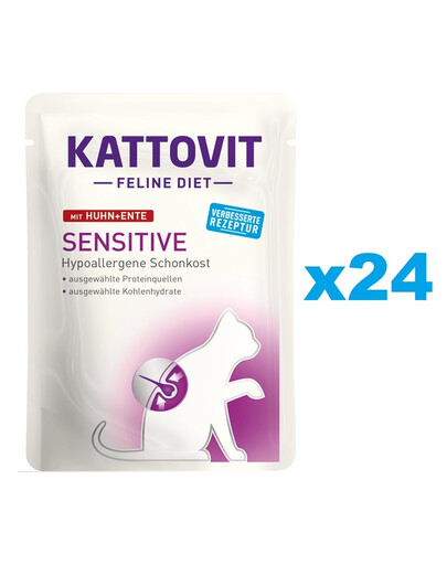 KATTOVIT Feline Diet Sensitive Pollo e anatra 24 x 85 g