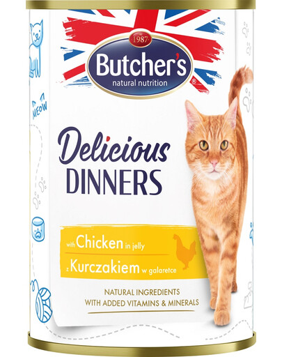 BUTCHER'S Delicious Dinners cibo per gatti, pezzi di pollo in gelatina, 400g