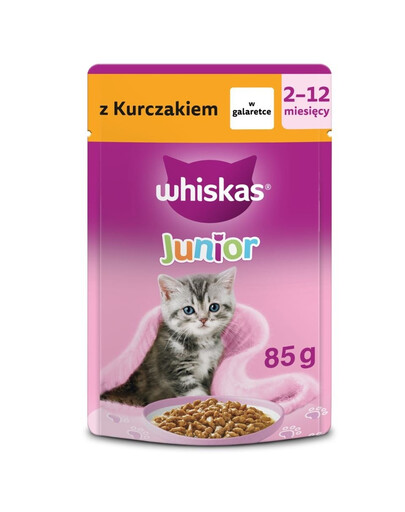 WHISKAS Junior con pollo in gelatina 85 g cibo umido per gattini