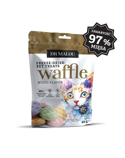 DR MALOU Waffle Mixed Flavor Waffle liofilizzati al pollo per gatti, 60 g