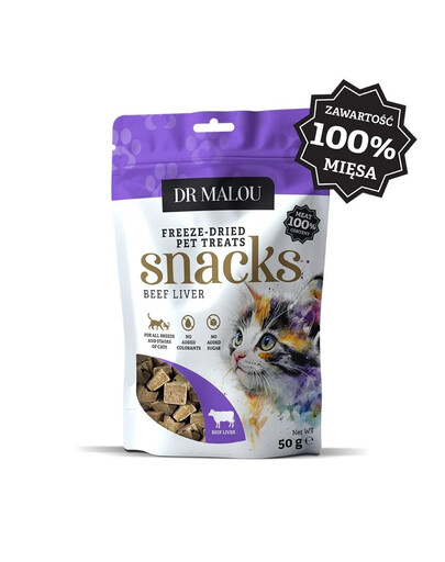 DR MALOU 100% fegato di manzo liofilizzato 50g snack per gatti