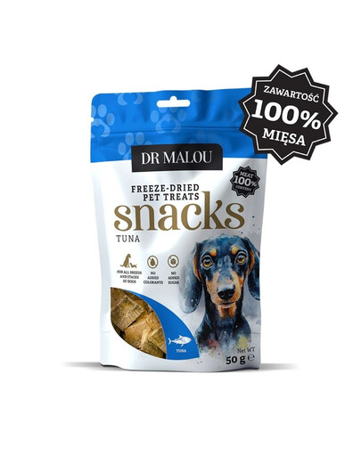 DR MALOU Cubetti di carne 100% di carne di tonno liofilizzata 50g snack per cani