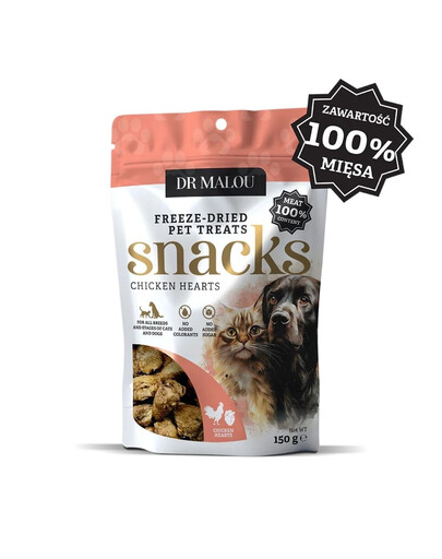 DR MALOU 100% cuori di pollo liofilizzati 150g snack per cani e gatti