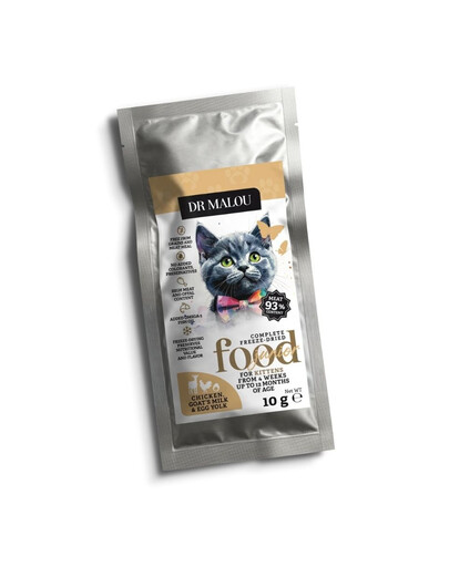 DR MALOU Kitten Cibo liofilizzato Pollo con latte di capra e tuorlo 10 g cibo secco per gattini