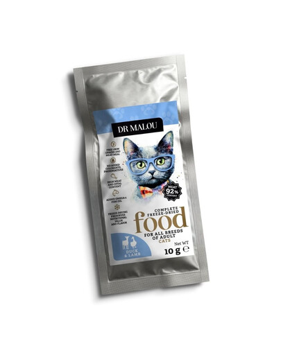 DR MALOU Cibo liofilizzato Anatra con agnello 10 g cibo secco per gatti
