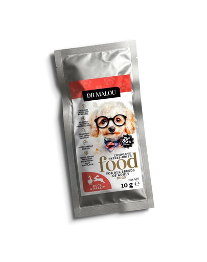 DR MALOU Cibo liofilizzato Anatra con coniglio 10 g cibo secco per cani