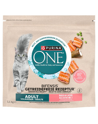 PURINA ONE Bifensis Grain Free Adult Salmon 1,1 kg ricca di salmone, croccantini per gatti senza cereali