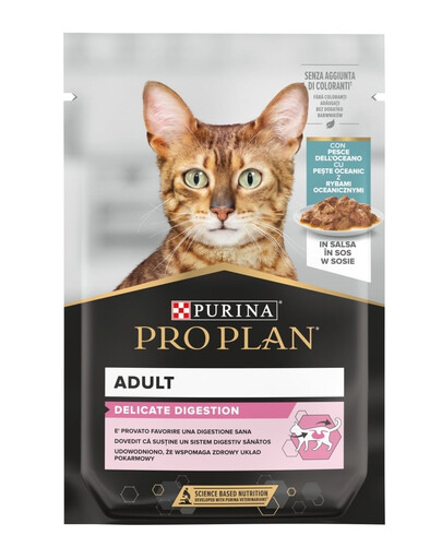 PURINA PRO PLAN Delicate Digestion con pesci oceanici in salsa 85g cibo umido per gatti con sistema digestivo sensibile