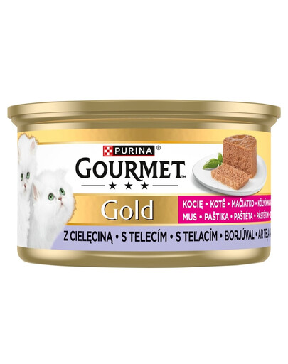 GOURMET Gold Kitten Mus con manzo 85g cibo umido per gattini