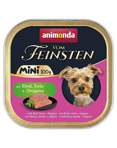 ANIMONDA Vom Feinsten Mini con manzo, anatra e origano 100g cibo umido per cani di piccola taglia