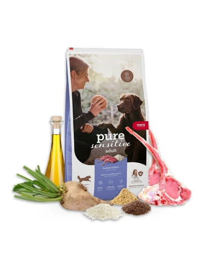 MERA Dog Pure Sensitive Adult Lamb Rice 4 kg agnello e riso, cibo secco per cani sensibili