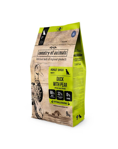 COUNTRY OF ANIMALS Dog Duck with Pear M 9 kg anatra con pera, cibo secco per cani
