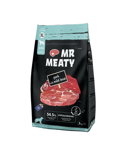 MR MEATY Dog Pork with Wild Boar XL 3 kg carne di maiale con cinghiale, cibo secco per cani