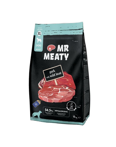 MR MEATY Dog Pork with Wild Boar XL 9 kg carne di maiale con cinghiale, cibo secco per cani