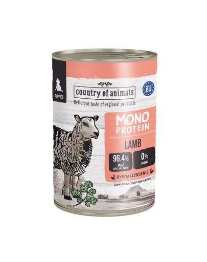 COUNTRY OF ANIMALS Puppies Monoprotein Lamb 400g agnello, cibo umido per cuccioli