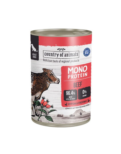 COUNTRY OF ANIMALS Dog Monoprotein Beef 400g manzo, cibo umido per cani