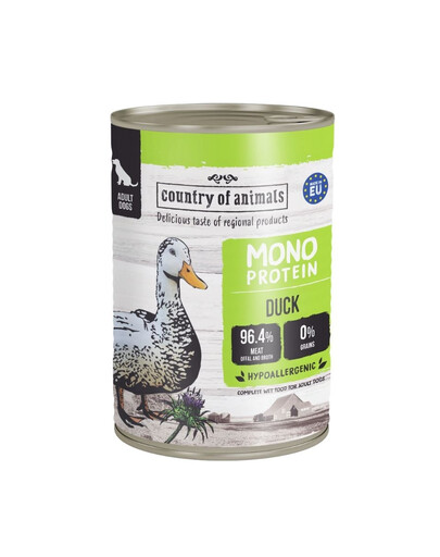COUNTRY OF ANIMALS Dog Monoprotein Duck 400g anatra, cibo umido per cani