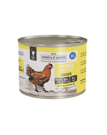 COUNTRY OF ANIMALS Cat Monoprotein Chicken 200g pollo, cibo umido per gatti