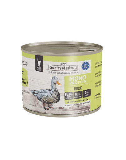COUNTRY OF ANIMALS Cat Monoprotein Duck 200g anatra, cibo umido per gatti