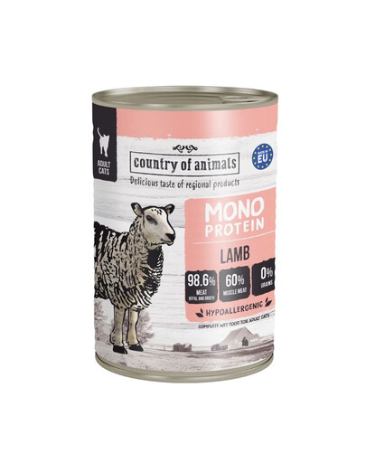 COUNTRY OF ANIMALS Cat Monoprotein Lamb 400g agnello, cibo umido per gatti