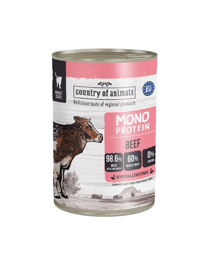 COUNTRY OF ANIMALS Cat Monoprotein Beef 400g manzo, cibo umido per gatti