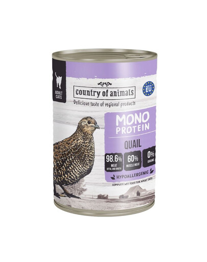 COUNTRY OF ANIMALS Cat Monoprotein Quail 400g quaglia, cibo umido per gatti