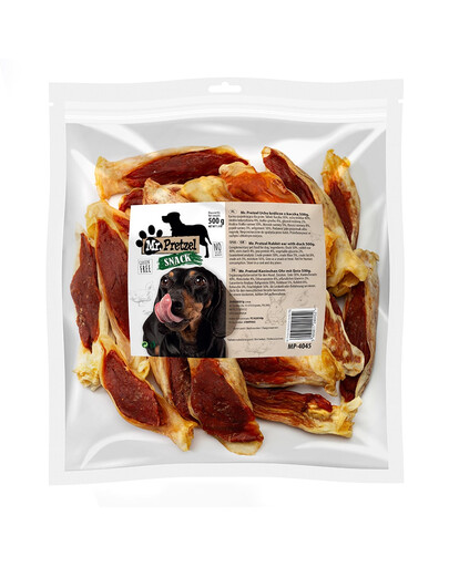 MR. PRETZEL Orecchie di coniglio con anatra 500g snack per cani