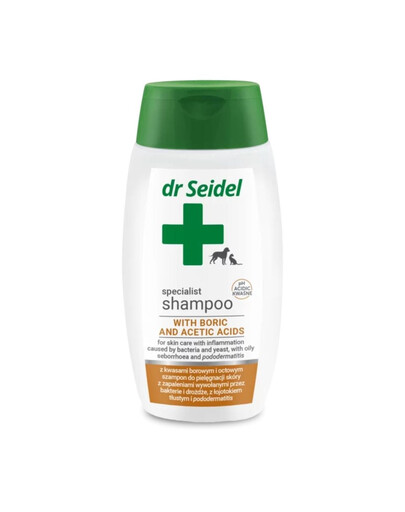 DR SEIDEL Shampoo con acido borico e acido acetico 220ml per cani e gatti con problemi dermatologici