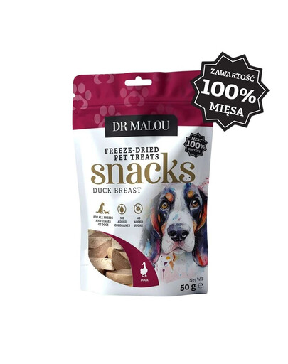 DR MALOU Bocconcini di carne 100% petto d'anatra liofilizzato 2x50 g, snack per cani