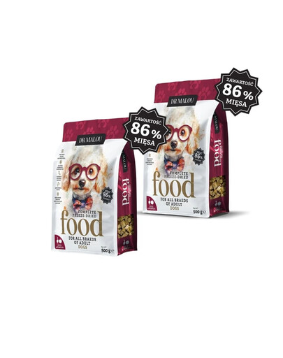 DR MALOU Cibo liofilizzato Anatra con zucca 2x500g Cibo secco per cani