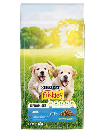 FRISKIES Junior con pollo, latte e verdure 8 kg