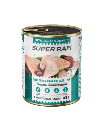 RAFI Super z perliczką i wątróbką wołową 800g pasztet dla psów 