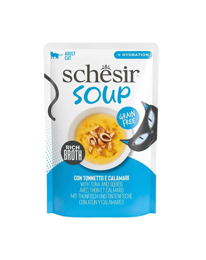 SCHESIR Soup Tonnetto con calamari 40 g zuppa complementare per gatti