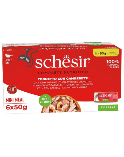 SCHESIR Tonno con gamberi in gelatina 6x50 g cibo umido per gatti