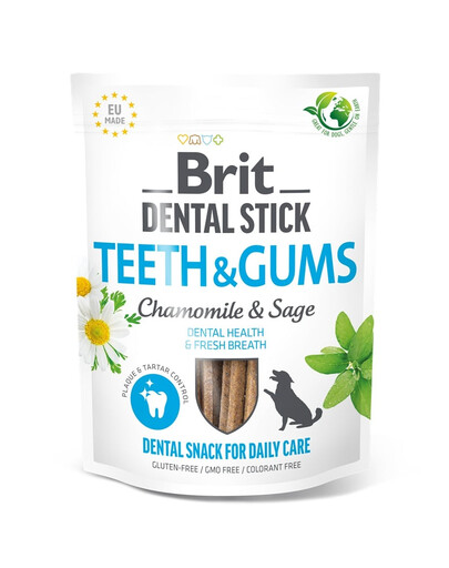 BRIT Dental Stick Teeth and Gums rumianek i szałwia 251 g dentystyczny przysmak dla psów wspierający zdrowie zębów i dziąseł