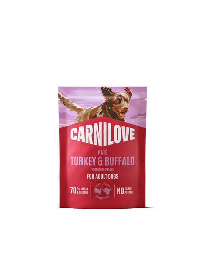 CARNILOVE Dog Pouch Tacchino e Bufalo 300g alimento umido con tacchino e bufalo per cani adulti