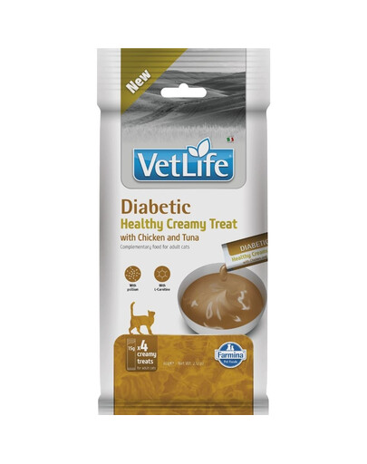 FARMINA Vet Life Cat Diabetic Creamy 60 g con pollo e tonno, prelibatezza cremosa per gatti diabetici
