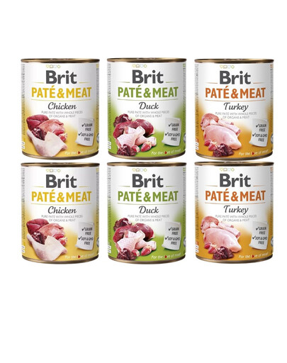 BRIT Pate&Meat Mix gusti con pollame 6 x 800g paté per cani