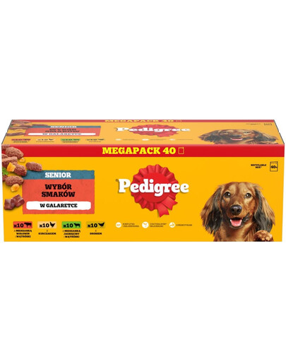 PEDIGREE Senior Scelta di Gusti in Gelatina 40 x 100 g cibo umido per cani anziani