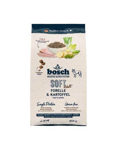 BOSCH HPC Soft Adult 800g trota e patate cibo monoproteico per cani