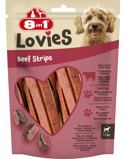 8IN1 Lovies Beef Strips 80g snack per cani con manzo