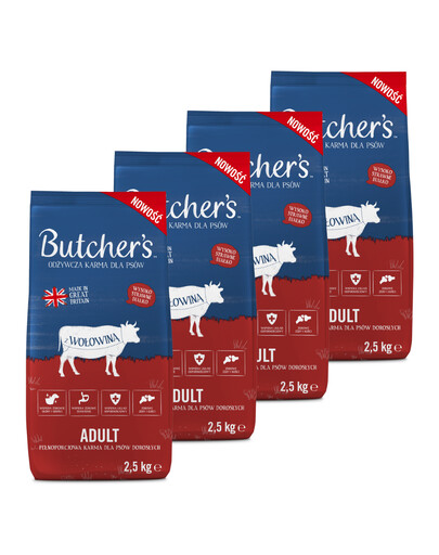 BUTCHER'S Original, crocchette con manzo per cani 4 x 2,5kg
