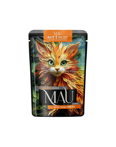 MAU Paté e Filetto Anatra con mango e rosa canina 85 g cibo umido per gattini