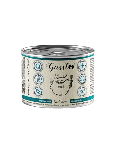 GUSSTO Fresh Deer 200 g cervo fresco, cibo umido monoproteico per gatti